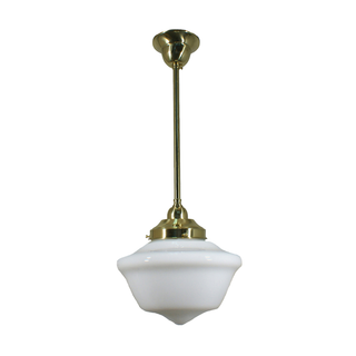 Lighting Inspirations Victorian Schoolhouse 9" Opal Gloss on Rod Set 1/2" 1/2m Polished Brass