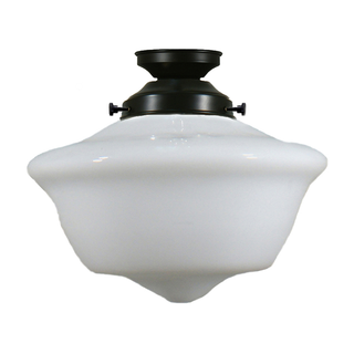 Lighting Inspirations Victorian Schoolhouse 12" Opal Gloss Batten Fix Patina
