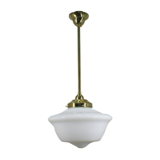 Lighting Inspirations Victorian Schoolhouse 12" Opal Gloss on Rod Set 1/2" 1/2m Polished Brass