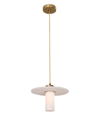 CLA Lucerna Interior Cylinder Round Hat Marble Shade Brass Highlight Pendant Light