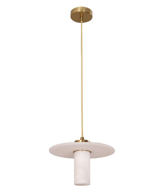 CLA Lucerna Interior Cylinder Round Hat Marble Shade Brass Highlight Pendant Light