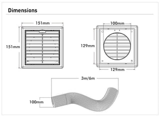 Mercator Aluminium 100mm Duct Ventilation Kits