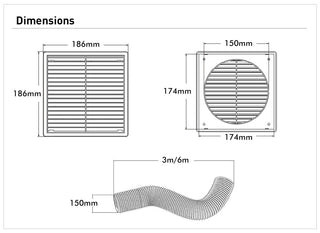 Mercator Aluminium 150mm Duct Ventilation Kits