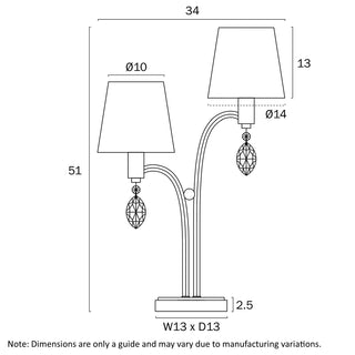 Telbix Malvern 2 Light Table Lamp