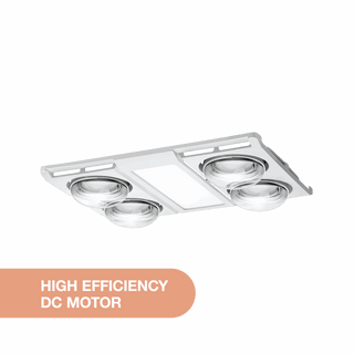 Martec Profile Panel DC 4 3-in-1 Bathroom Heater with 4 Heat Lamps, Exhaust Fan and Tricolour LED Light