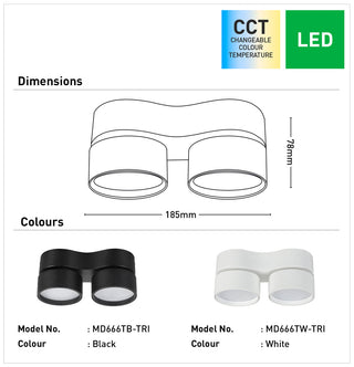 Mercator Diaz Surface mount Twin-head Downlight