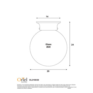 Oriel JETBALL 20 DIY Glass Ceiling Light with Opal Glass
