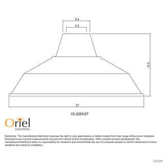 Oriel Lighting Warehouser 27cm Industrial Vintage Shade