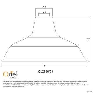 Oriel Lighting Warehouser 31cm Industrial Vintage Shade