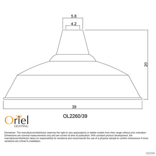 Oriel Lighting Warehouser 39cm Industrial Vintage Shade