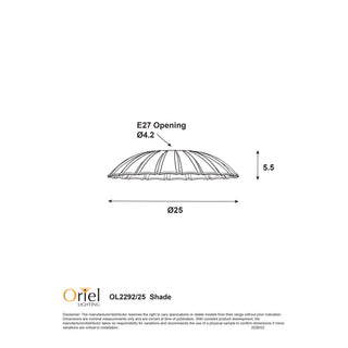 Oriel Brolli.25 25cm Pleated Metal Shade