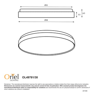 Oriel Lighting Leena 38 Tri-Colour LED Ceiling Light