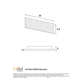Oriel Rafter.60 Scalloped Wood Tticolour Led Wall Light