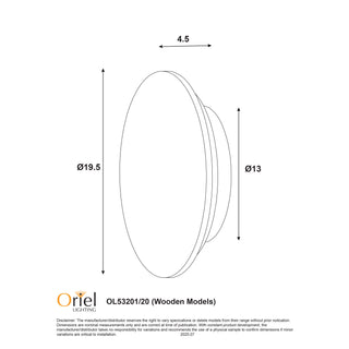Oriel DOT.20 Scalloped Wood Tri-Colour LED Wall Light