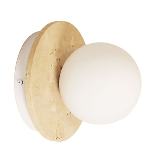 Oriel Elf G9 Travertine Decorative Opal Glass Wall Light