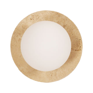 Oriel Elf G9 Travertine Decorative Opal Glass Wall Light