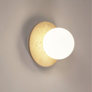 Oriel Elf G9 Travertine Decorative Opal Glass Wall Light