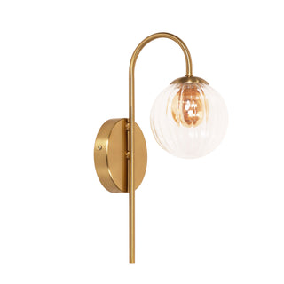 Oriel Alta Satin Brass Clear and Amber Glass Sphere Wall Light