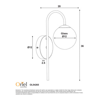 Oriel Alta Satin Brass Clear and Amber Glass Sphere Wall Light