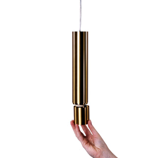 Oriel Tig Satin Brass Sleek Cylindrical Pendant