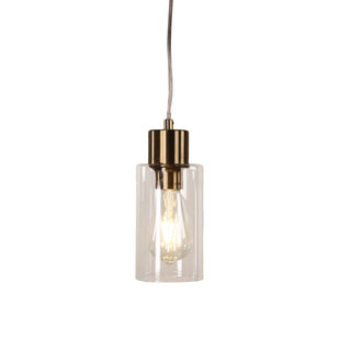 Oriel Lisa Sat Brass/Clear Cylindrical Opal Glass Pendant