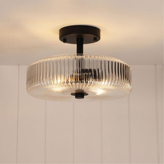 Oriel Worth Black Ribbed Glass CTC Pendant