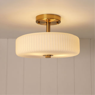 Oriel Worth Satin Brass Ribbed Glass CTC Pendant