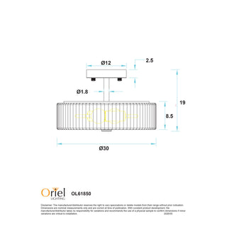Oriel Worth Black Ribbed Glass CTC Pendant