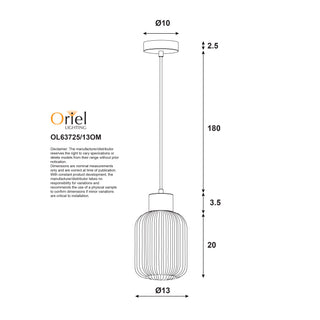 Oriel Lighting BOLLI 130 Real Timber & Opal Glass Pendant