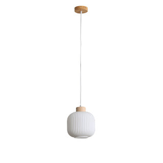 Oriel Lighting BOLLI 200 Real Timber & Opal Glass Pendant