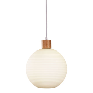 Oriel Lighting Twillo.25 Real Timber & Opal Glass Pendant