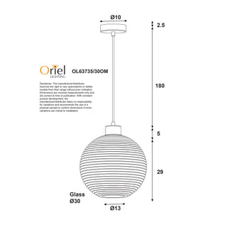 Oriel Lighting Twillo.30 Real Timber & Opal Glass Pendant