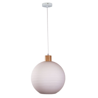 Oriel Lighting Twillo.30 Real Timber & Opal Glass Pendant