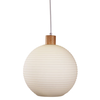 Oriel Lighting Twillo.30 Real Timber & Opal Glass Pendant
