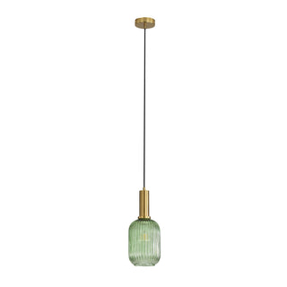 Oriel Lighting Luxe.130 Green Ribbed Glass Pendant