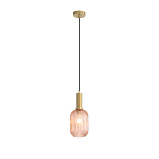 Oriel Luxe.130 Rust Ribbed Glass Pendant