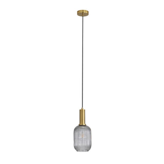 Oriel Lighting Luxe.130 Smoke Ribbed Glass Pendant