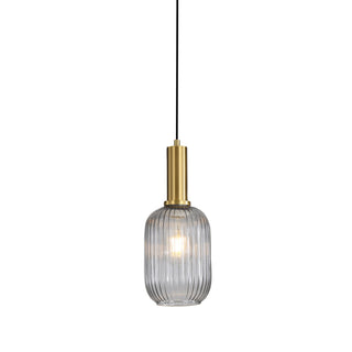 Oriel Lighting Luxe.130 Smoke Ribbed Glass Pendant