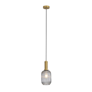 Oriel Lighting Luxe.130 Smoke Ribbed Glass Pendant