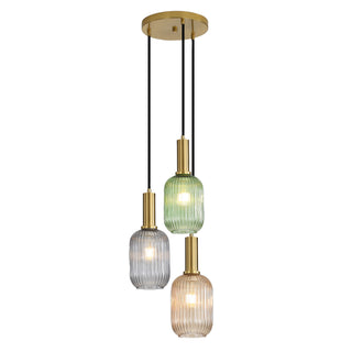 Oriel Lighting Luxe Trilight 3lt Ribbed Glass Pendant
