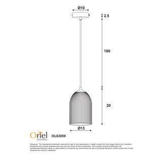 Oriel Lighting Arley Ribbed Glass Pendant Black