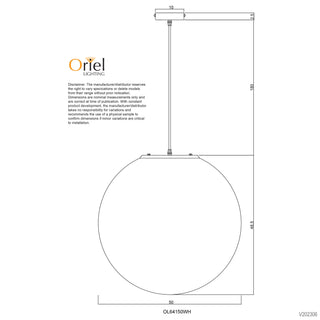 Oriel Lighting PHASE 50 White Acrylic Sphere Pendant