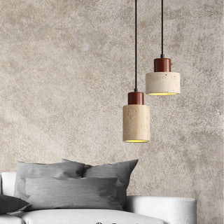 Oriel Tibur.120 Travertine and Wood Pendant