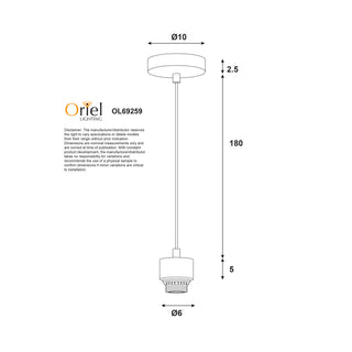 Oriel Lighting Parti 180cm E27 Suspension Kit