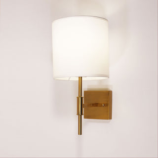 Oriel Bella Satin Brass Wall Sconce with Fabric Shade