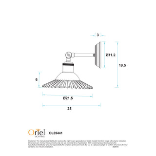 Oriel Croydon Clear Pleated Glass Wall Light Clear/Black