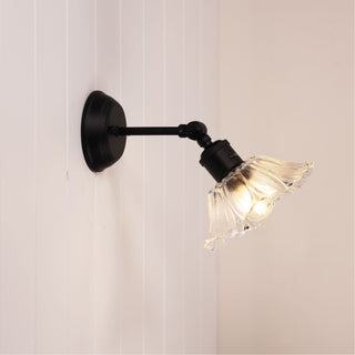 Oriel Fleur Vintage Glass Wall Light Clear/Black