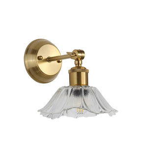 Oriel Fleur Vintage Glass Wall Light Clear/Satin Brass