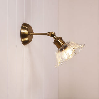 Oriel Fleur Vintage Glass Wall Light Clear/Satin Brass