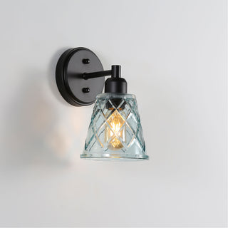 Oriel Lighting Dram Vintage Cut Glass Wall Light Blue
